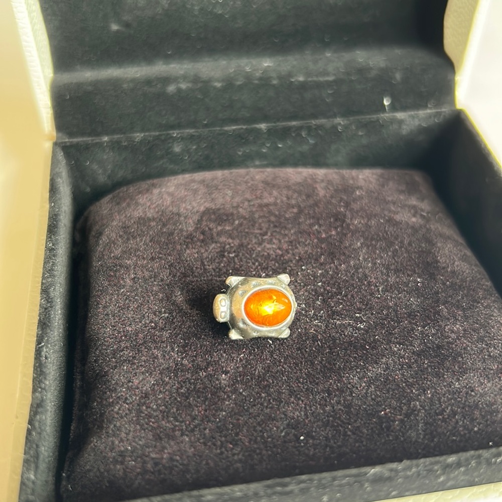 Pandora Compatible Silver and Amber Charm